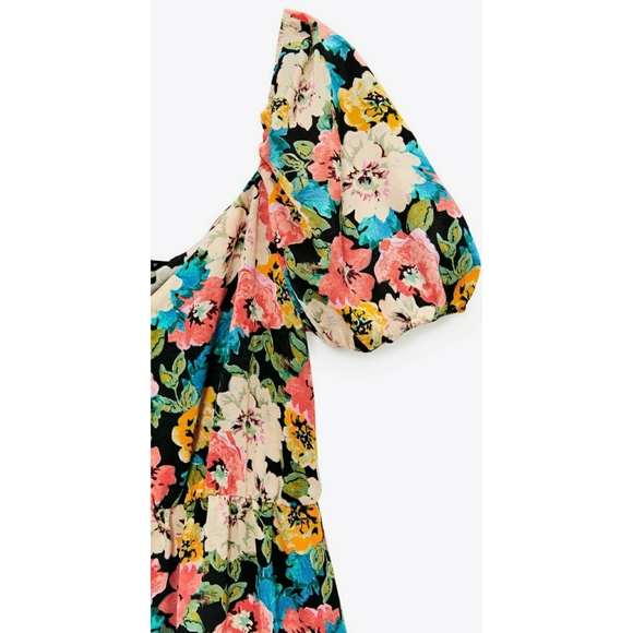 ZARA // silky floral flounce dress - Picture 11 of 14